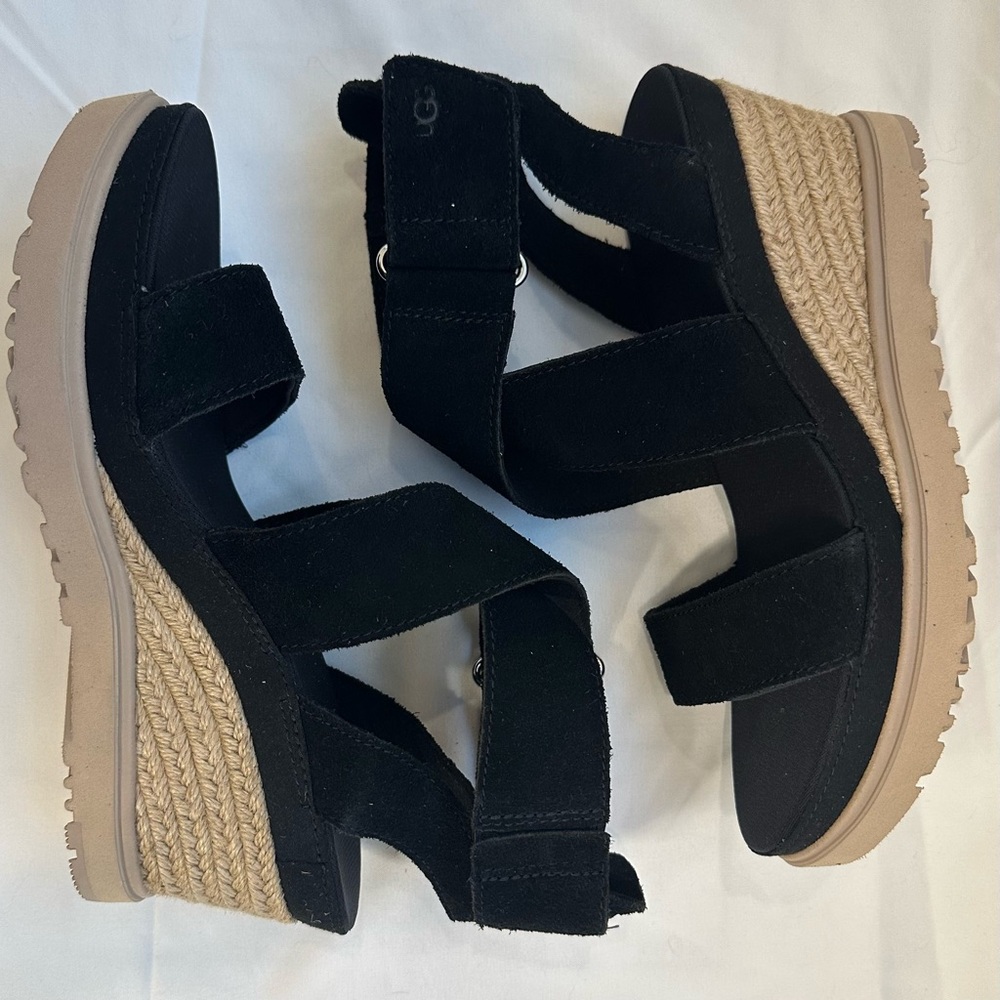 Women's Shoes UGG ILEANA ANKLE Platform Wedges 1139052 BLACK size 7.5